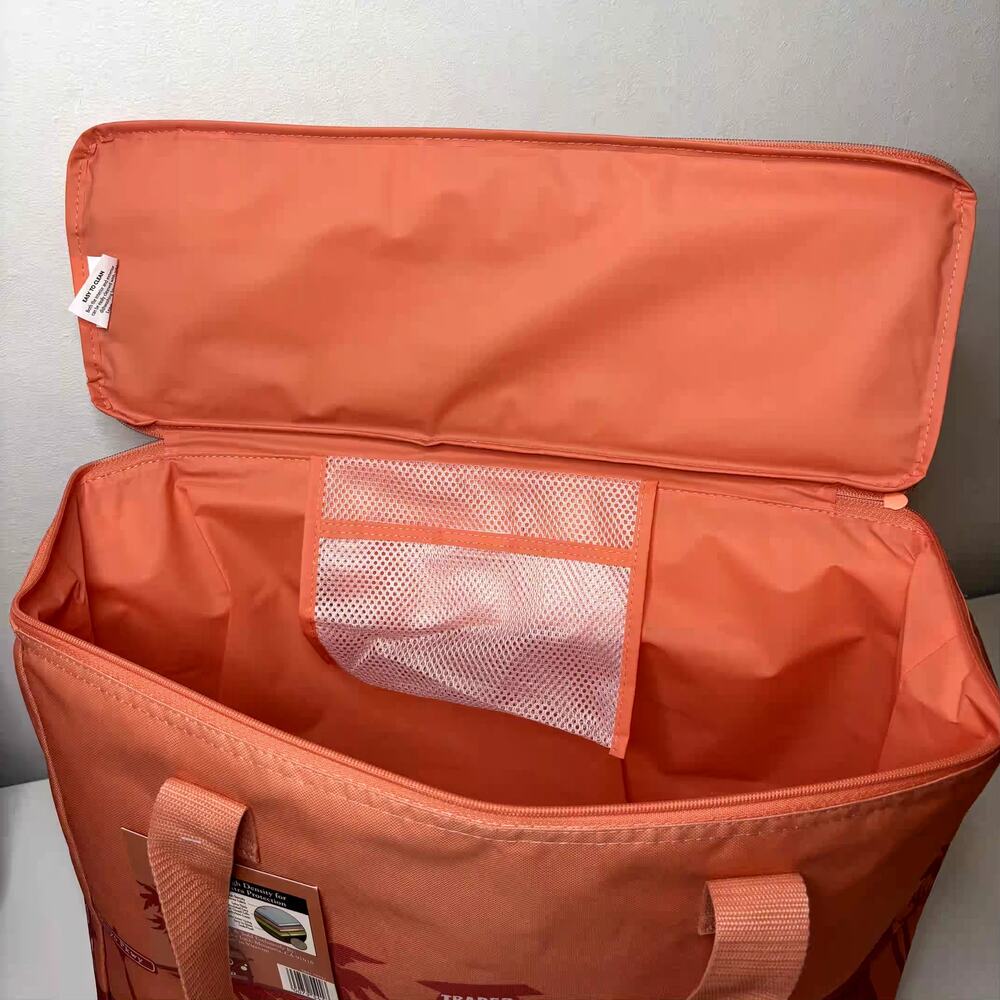 Trader Joe’s Large Reusable Insulated Cooler Bag Shopping Tote Peach Orange NWT! - Picture 12 of 14